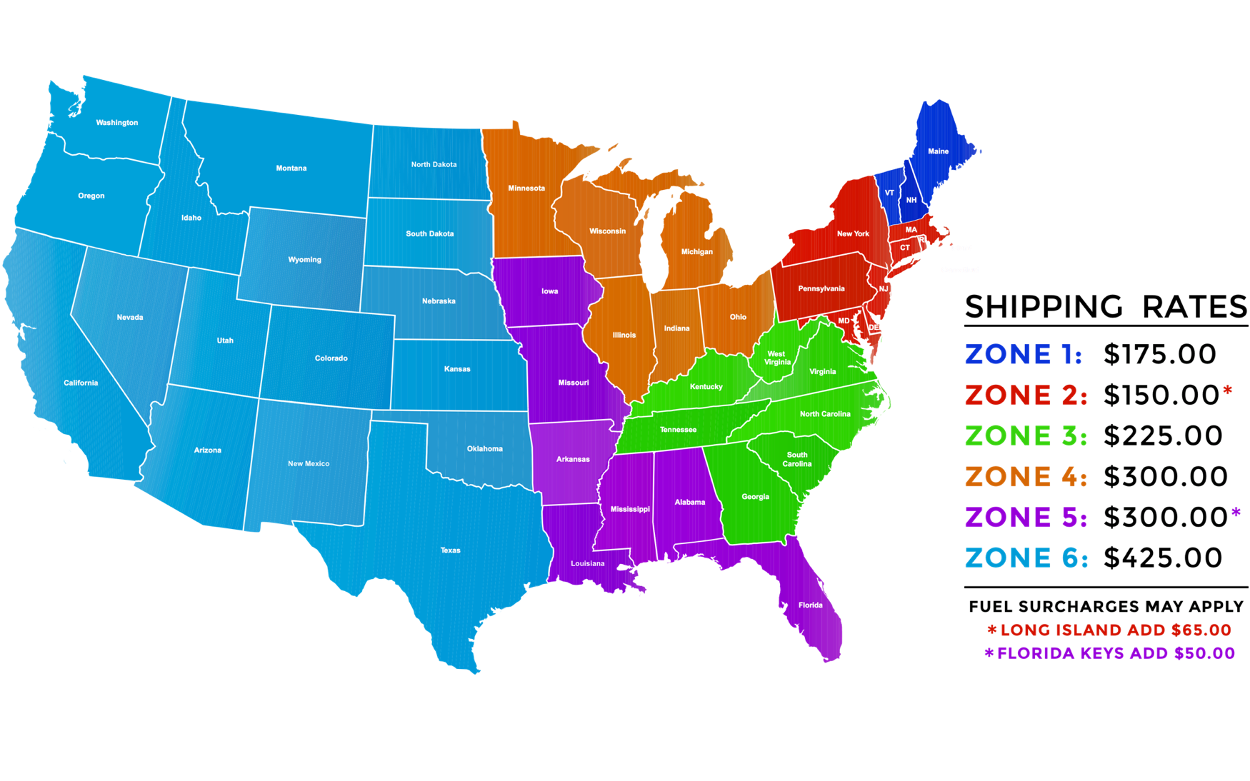 USPS Shipping Zone Map